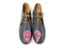 Load image into Gallery viewer, Romantic Valentine’s Day inspired hand painted design on gray shoes

