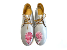 Load image into Gallery viewer, Romantic Valentine’s Day inspired hand painted design on gray shoes
