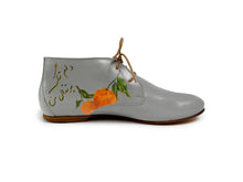 Load image into Gallery viewer, handpainted Italian comfortable gray chukka boots with orange design

